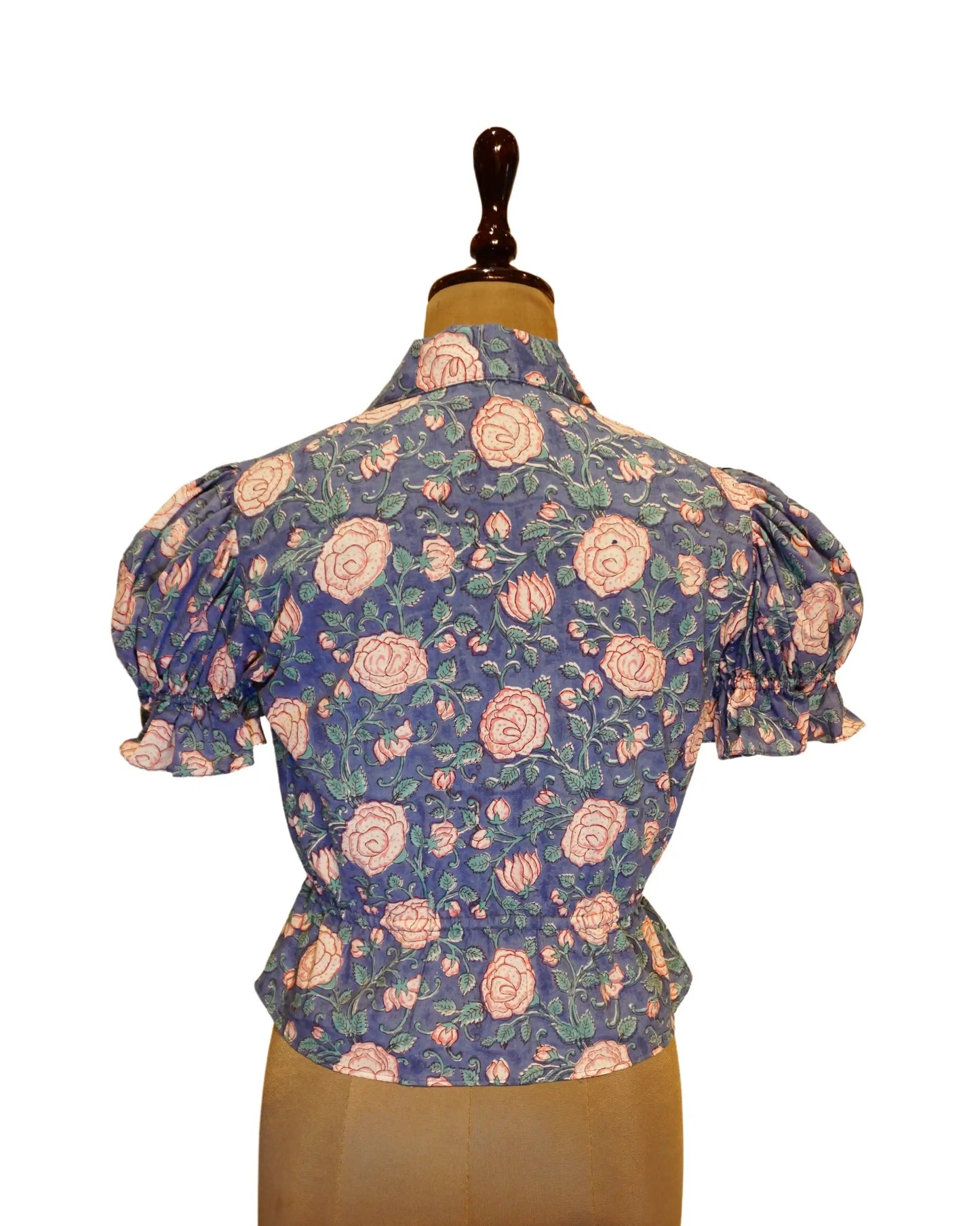 Blue Balloon Sleeve Top