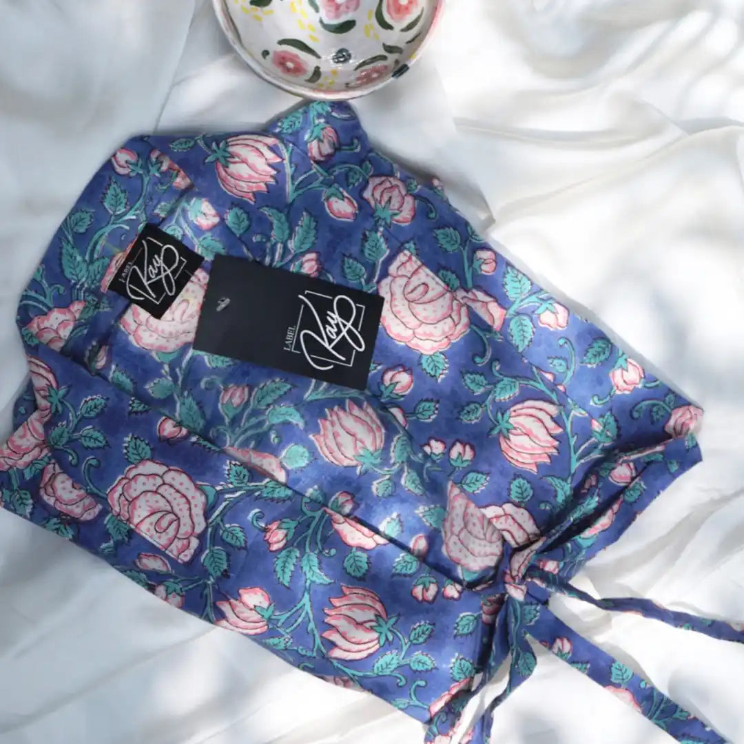 Blue Balloon Sleeve Top