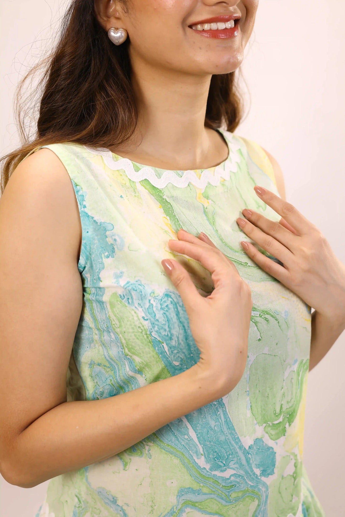 Mint Marble Drop Waist Dress