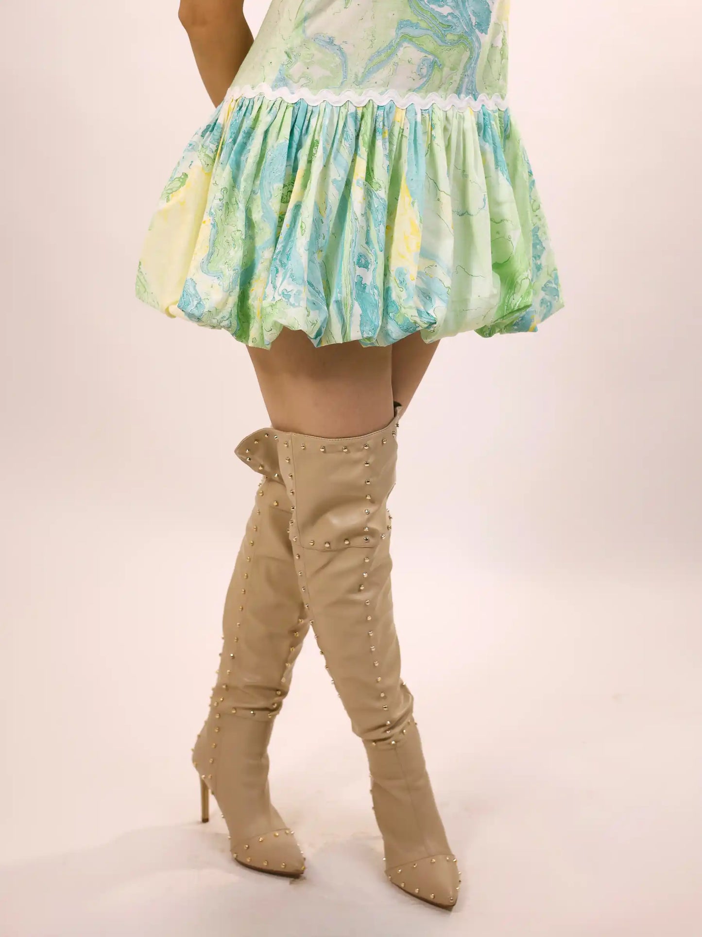 Mint Marble Drop Waist Dress