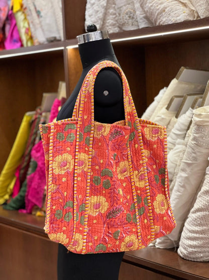 Cotton reversible printed shopper.