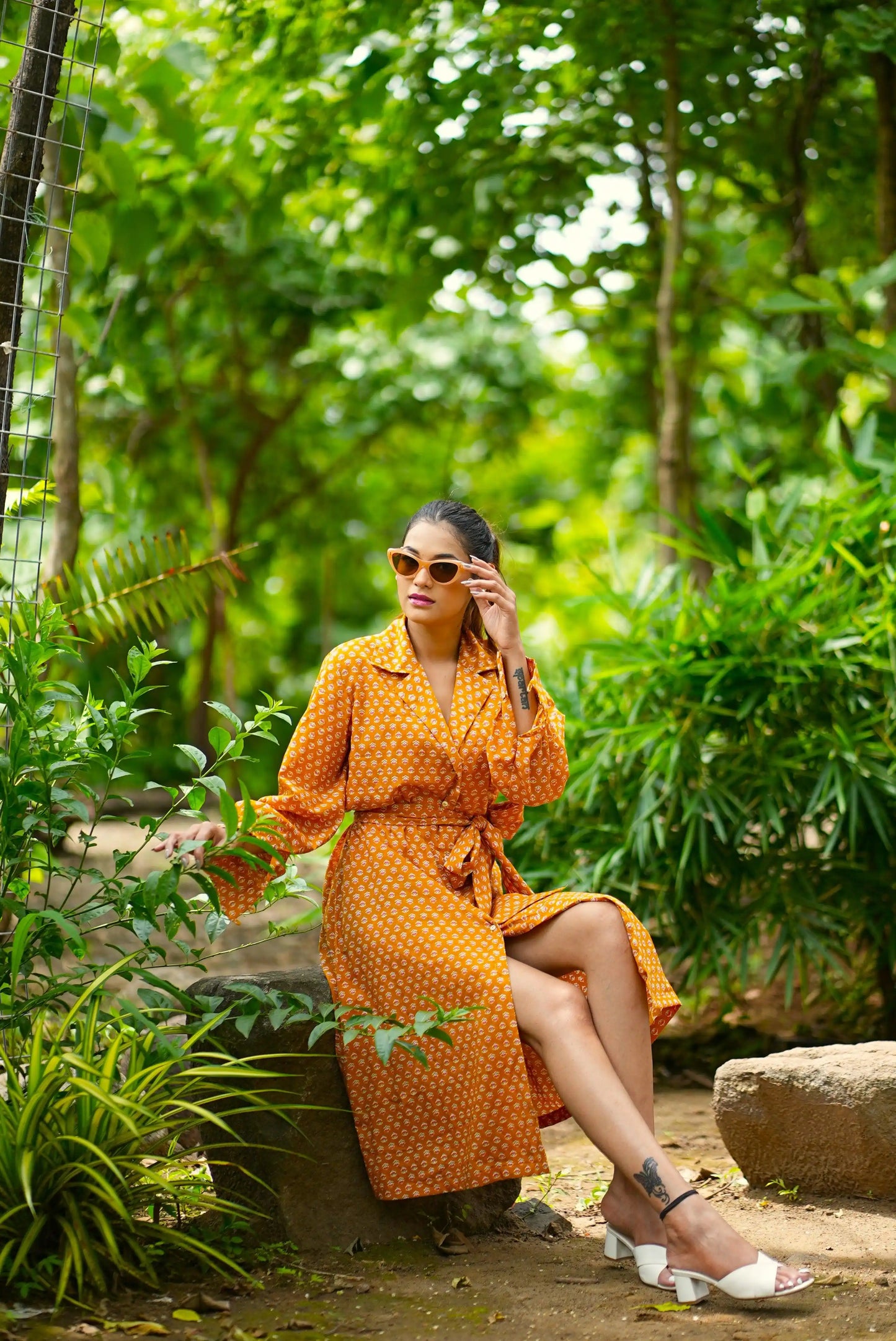 Tie belt shirt dress
