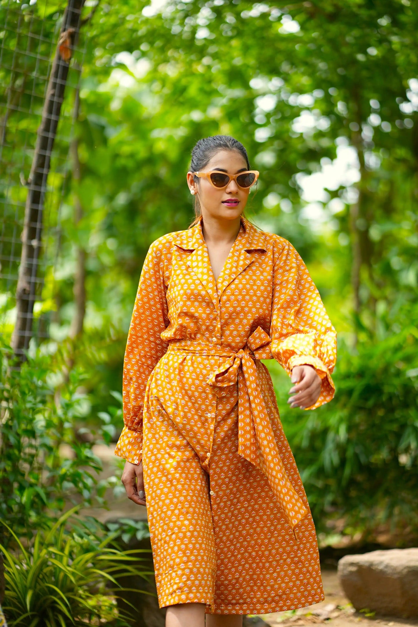 Tie belt shirt dress