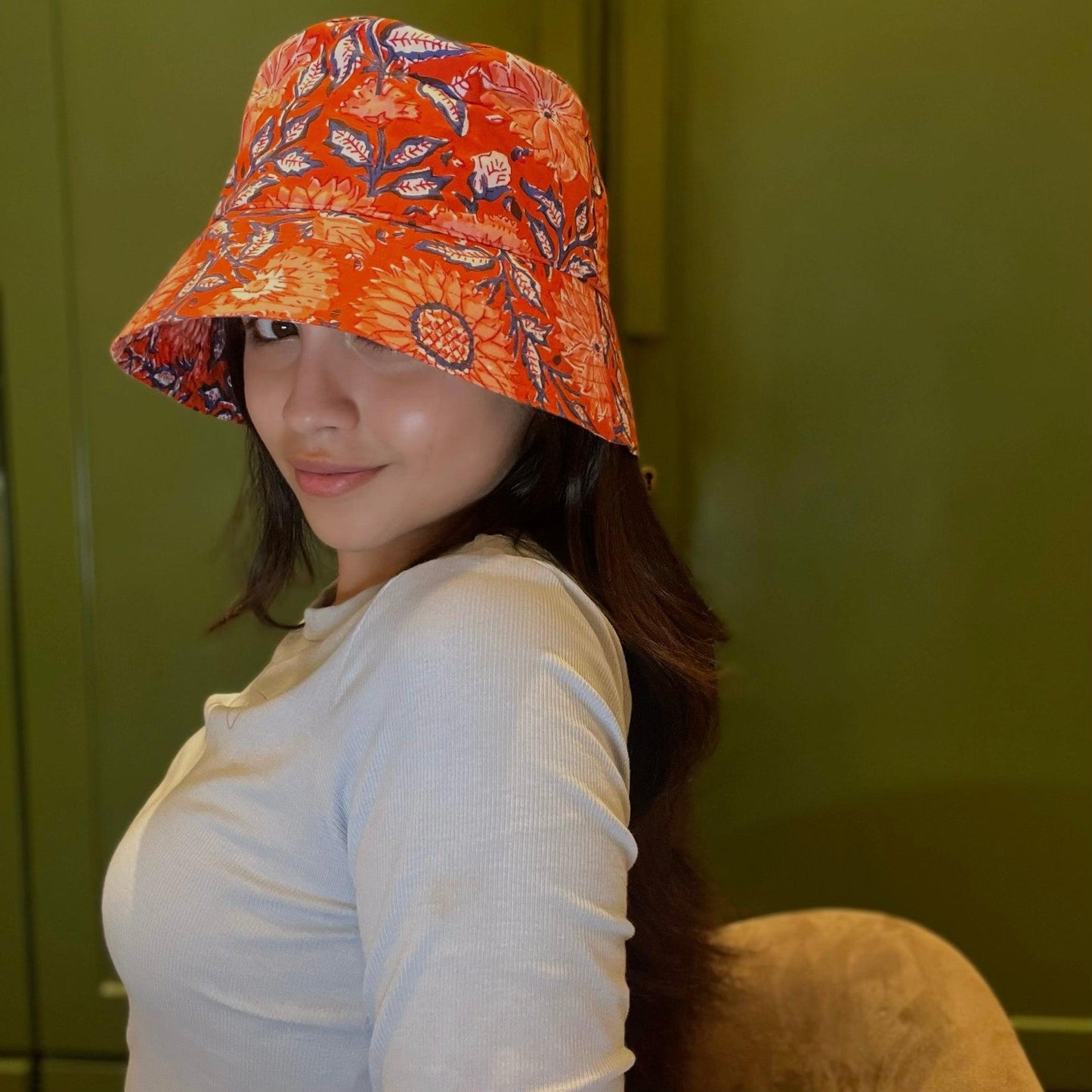 Printed cotton bucket hat.