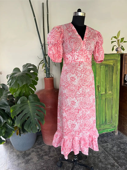 Pink Ballon Sleeved Dress