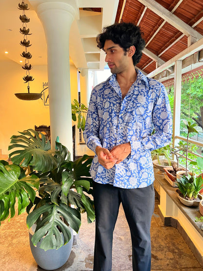 Relaxed fit block print shirt.