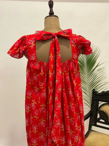 Flounce-trimmed cotton dress
