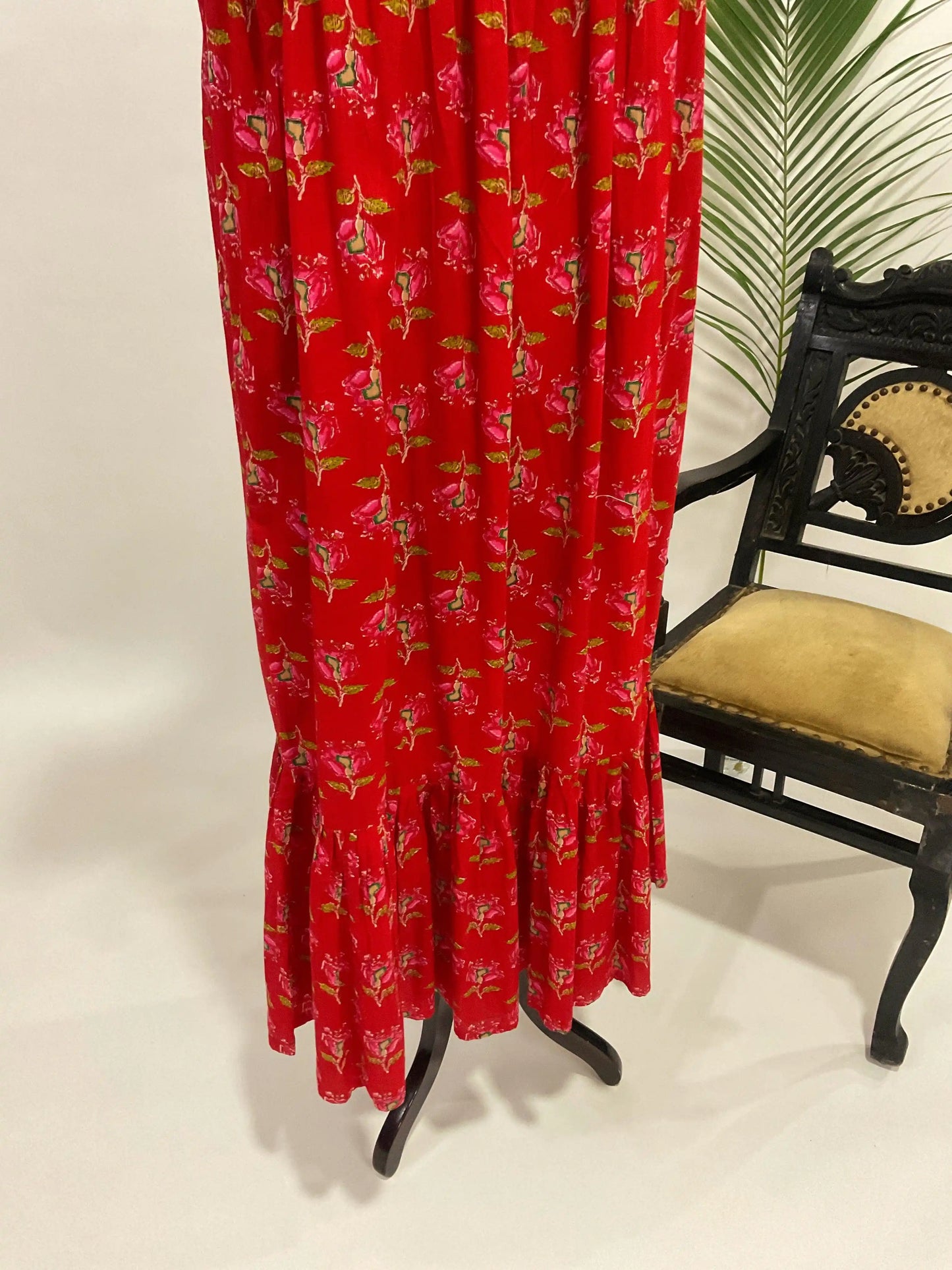 Flounce-trimmed cotton dress