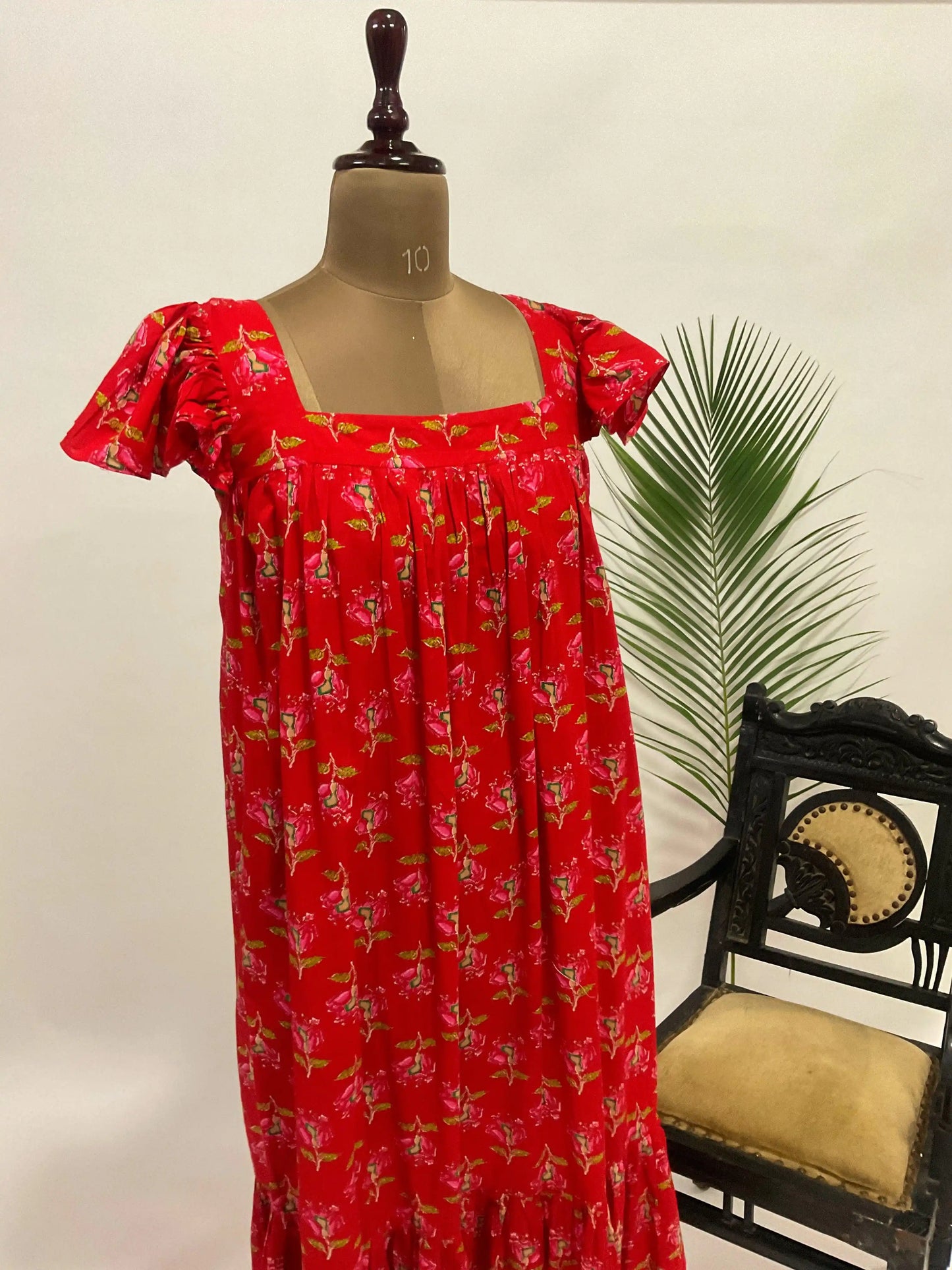 Flounce-trimmed cotton dress